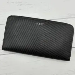 美品 ロエベ 長財布 ジップアラウンドウォレット 型押しレザー ブラック 黒のサムネイル