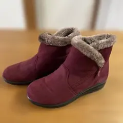 バーガンディ スエード ショートブーツ