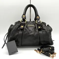 miumiu VITELLO LUX 2way ショルダーバッグ　ブラック