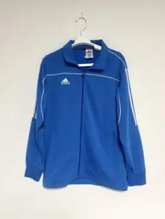 adidas トラックジャケット ジャージ ブルー M 刺繍ロゴ ライン