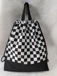 体操服入れ　お着替え袋　ハンドメイド　市松模様　チェッカー