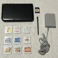 任天堂　3DS LL ブラック　3DSカセット9枚付き