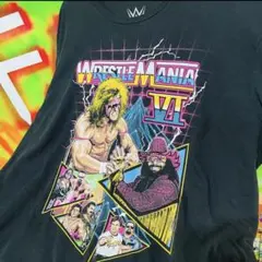 希少古着レッスルマニア両面でかロゴビッグプリントネイビーTシャツ 