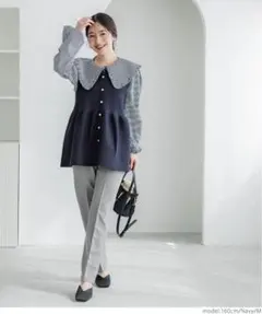 coca スポンディッシュペプラムベスト ネイビー　レディース