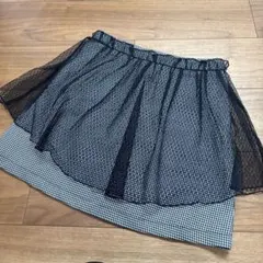 BUBBLES 千鳥格子柄 チュール重ね フレアスカートのサムネイル