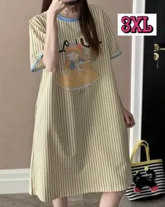 【大きいサイズ】女の子プリントのパジャマワンピ　ルームウェア　パジャマ