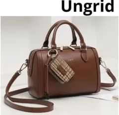 【Ungrid/アングリッド】ケースチャーム付　チェックコンビボストンバッグのサムネイル