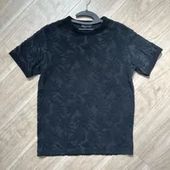 ESTNATION ブラック リーフ柄 パイル地 Tシャツ　Sサイズ