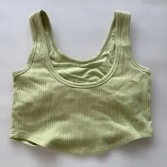 w closet リブ編み クロップドタンクトップ ライトグリーン