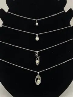 50.109【ネックレス4本セット】シルバー　パール　ヴィンテージ　アンティーク