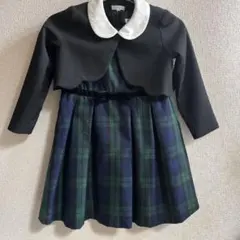 黒と緑のチェック柄ジャケット付きドレス　120cm キャサリンコテージ