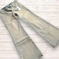新品✨️LAGUA GEM デニムパンツ ワイド フレア グレージュ ベルト付き