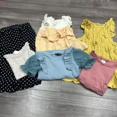女の子90フリル付きトップスとスカート 5点セット　夏服　おしゃれ　かわいい