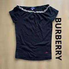 美品 バーバリーロンドンブルーレーベル フリル Tシャツ M 黒 ノバチェック