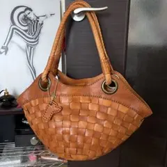 ❤️ロビタ❤️ブラウン レザー 編み込みトートバッグ❤️