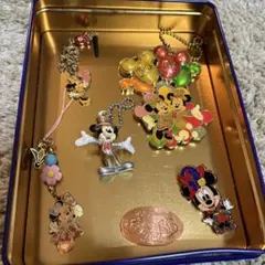 ミッキー・ミニー ストラップとピンバッジセット