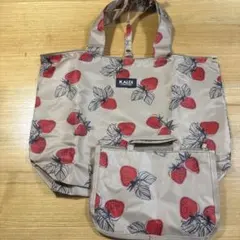 KALDI いちご柄 エコバッグ＆バッグインバッグ