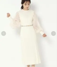 mysty woman 異素材スリーブリブワンピース
