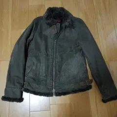 ジョンブル(JOHNBULL)ファー付きダークグリーンデニムジャケット サイズMのサムネイル