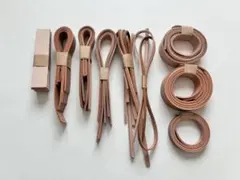 【お試し】3～20ミリ本革レザーテープ＆コード(はぎれ)セット