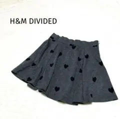 エイチアンドエム【EUR S】ハート柄フレアミニスカート　グレー　m700