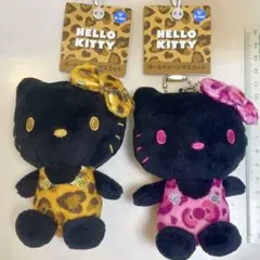 ブラック　ハローキティ ヒョウ柄ぬいぐるみ 2個セット