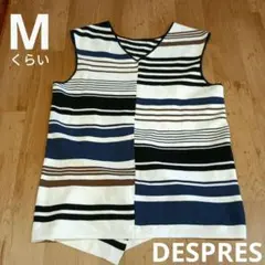 S～M　ボーダー　Vネック　ノースリーブカットソー　デプレ　トゥモローランド