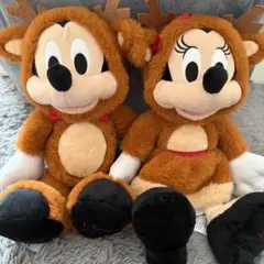 ミッキー　ミニー　2025　トナカイ　茶色　ぬいぐるみ　セット　ディズニーストア