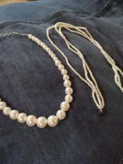 フェイクパールネックレス2点セット