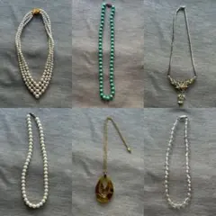 レディース ネックレス 6点まとめ売り パール ビーズ ヴィンテージ風