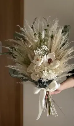 ナチュラルブーケ　ドライフラワー　スワッグ　前撮りブーケ