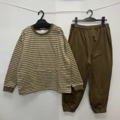 新品★メンズ★LLサイズ★縞柄 裏起毛スエット上下セット キャメル 6401