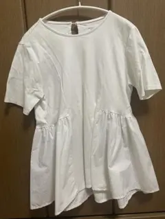 オペークドットクリップ　カットソー 半袖　Aライン　異素材