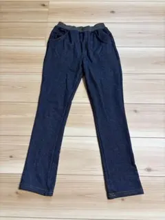 ダークブルー カジュアルパンツ フェイクファー付き 裏ボア 150 ポケット付き