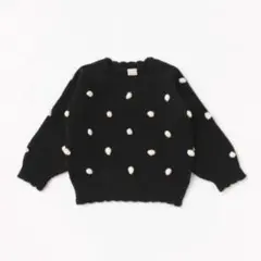 プティマイン ポンポン袖ボリュームニット Sサイズ