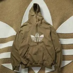 90s old adidas スウェットパーカー デカロゴ フロッキーロゴ