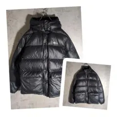 【フード脱着可】Bear USA ダウンジャケット 黒 ブラック 肉厚 光沢