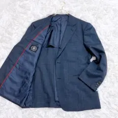 【ジェイプレス】 テーラードジャケット チェック柄 ネイビー系 L程度