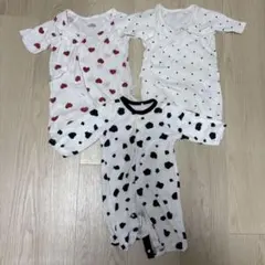 ベビー肌着 ロンパース 3点セット ハート柄