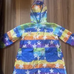 カラフルな星柄フード付きレインコート　100 収納袋付き