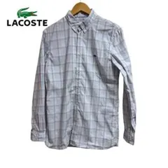 美品　LACOSTE チェック柄 ボタンダウンシャツ　夏コーデ　長袖シャツ