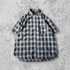 【希少】60s オンブレチェックシャツ　グランパシャツ　グランジ　襤褸 希少】60s オンブレチェックシャツ グランパシャツ グランジ 襤褸