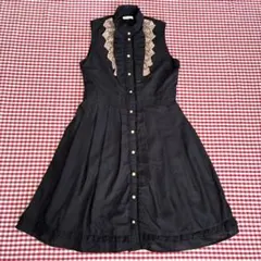 axes femme アクシーズ　ノースリーブワンピース 黒 レースフリル