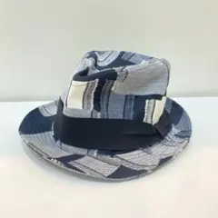 sh1573 無　ハット　ネイビー系パターンのハット　メンズ　美品