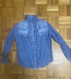 デニムシャツ ボタンアップ 青