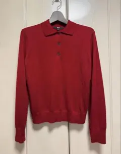 ユニクロ メリノポロセーター レッド M
