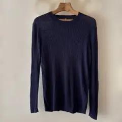 ユニクロ+J シルク混　シアーリブニット　ネイビー　M