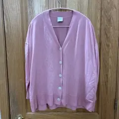 【美品】Spick&Span ICECOTTON BIG Vカーディガン ピンクのサムネイル