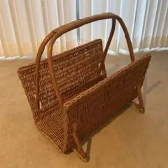 ラトビア製 マガジンバスケット ラタン 収納バスケット ヴィンテージ