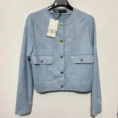 ZARA ライトブルー ノーカラージャケット S